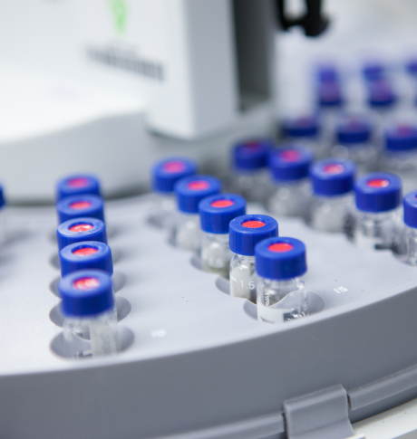 Rows of sample vials in machine